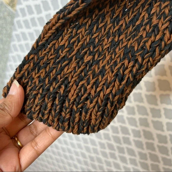 NWOT Eileen Fisher Marled Organic Cotton Blend Funnel-neck Sweater In Nutmeg - Picture 10 of 11